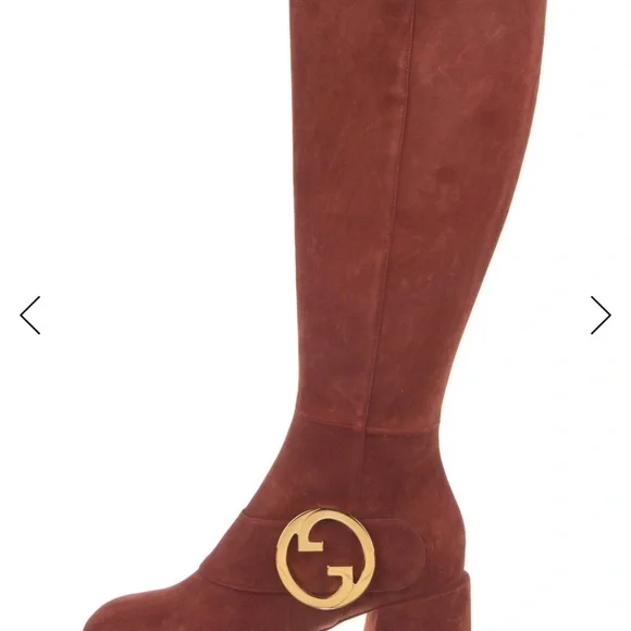 NWT GUCCI Interlocking G Logo Suede Knee High Boots (US 7 / EUR 37) - Picture 2 of 5